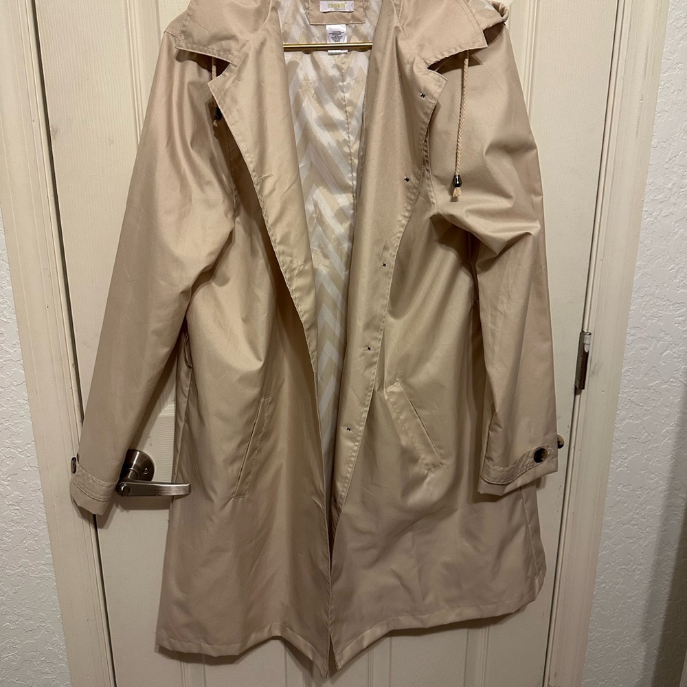 Capelli of New York Light Tan Trench Coat with Hood